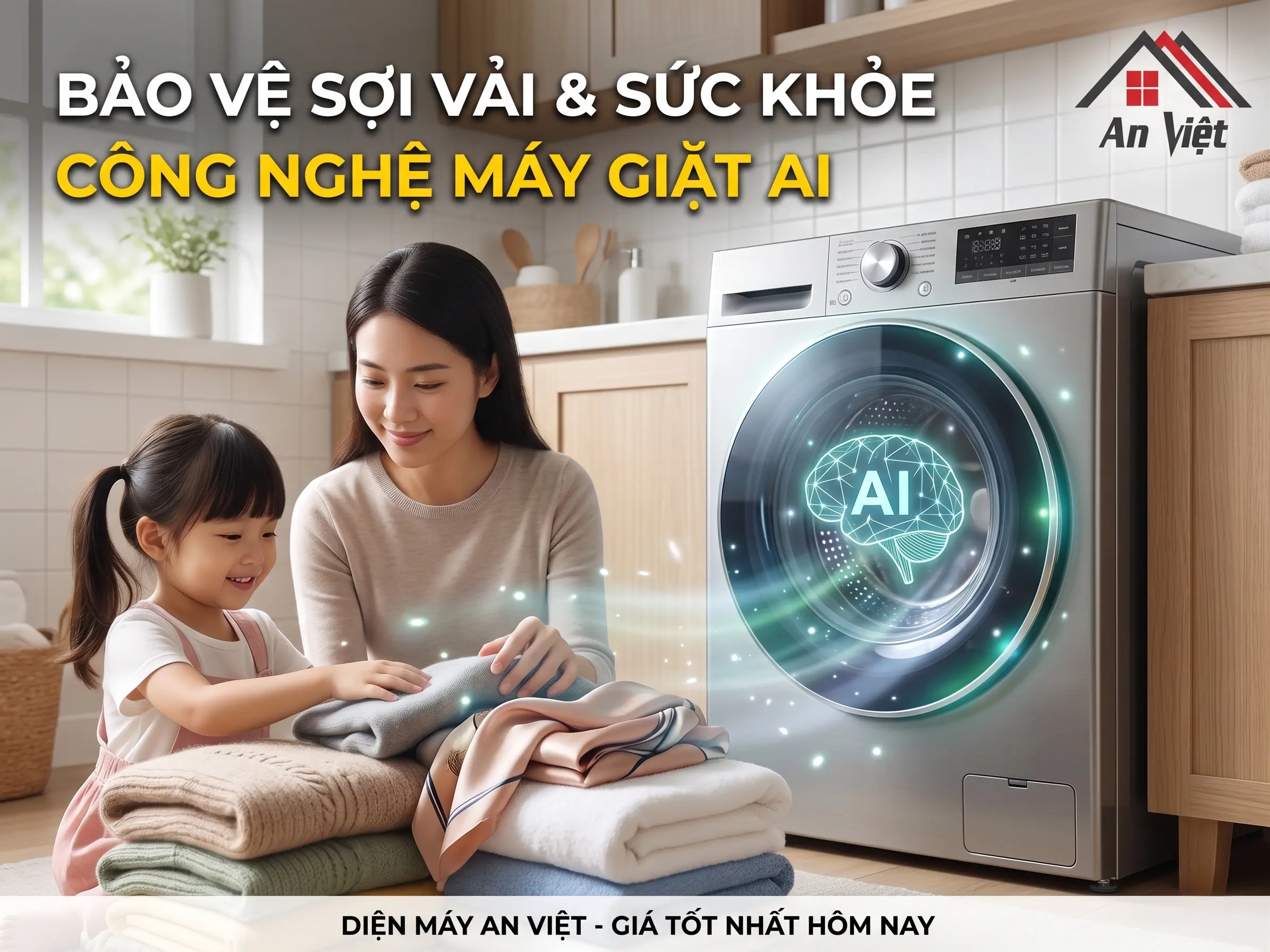 Bảo vệ sợi vải và sức khỏe toàn diện với công nghệ máy giặt AI
