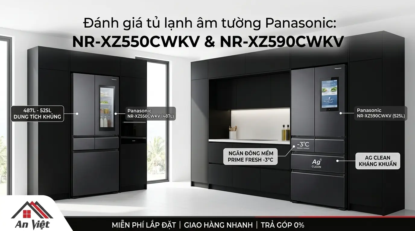 Đánh giá tủ lạnh âm tường Panasonic NR-XZ550CWKV & NR-XZ590CWKV: Đỉnh cao thiết kế cho căn bếp hiện đại