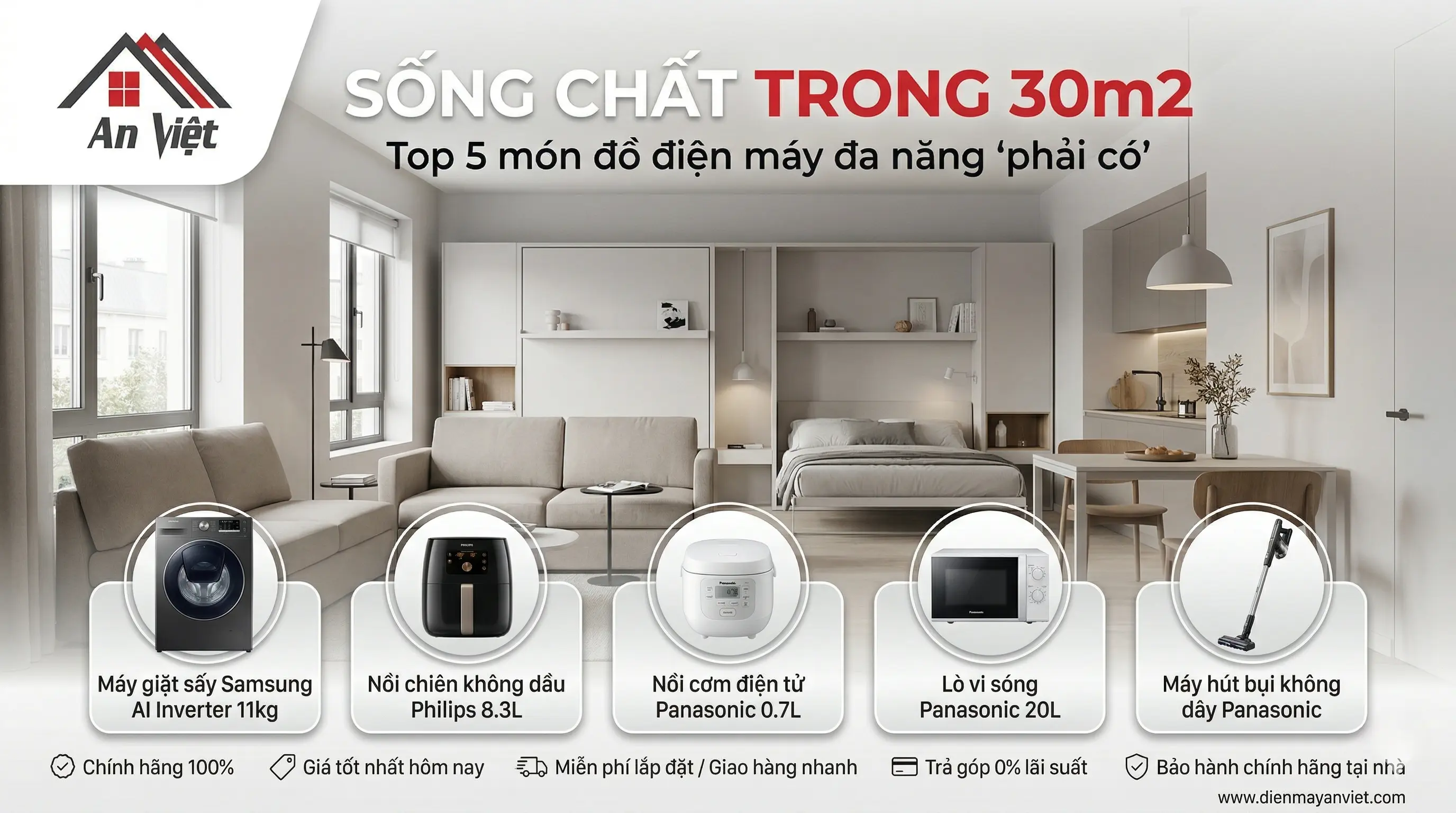 Sống chất trong 30m2: Top 5 món đồ điện máy đa năng 'phải có' cho căn hộ nhỏ
